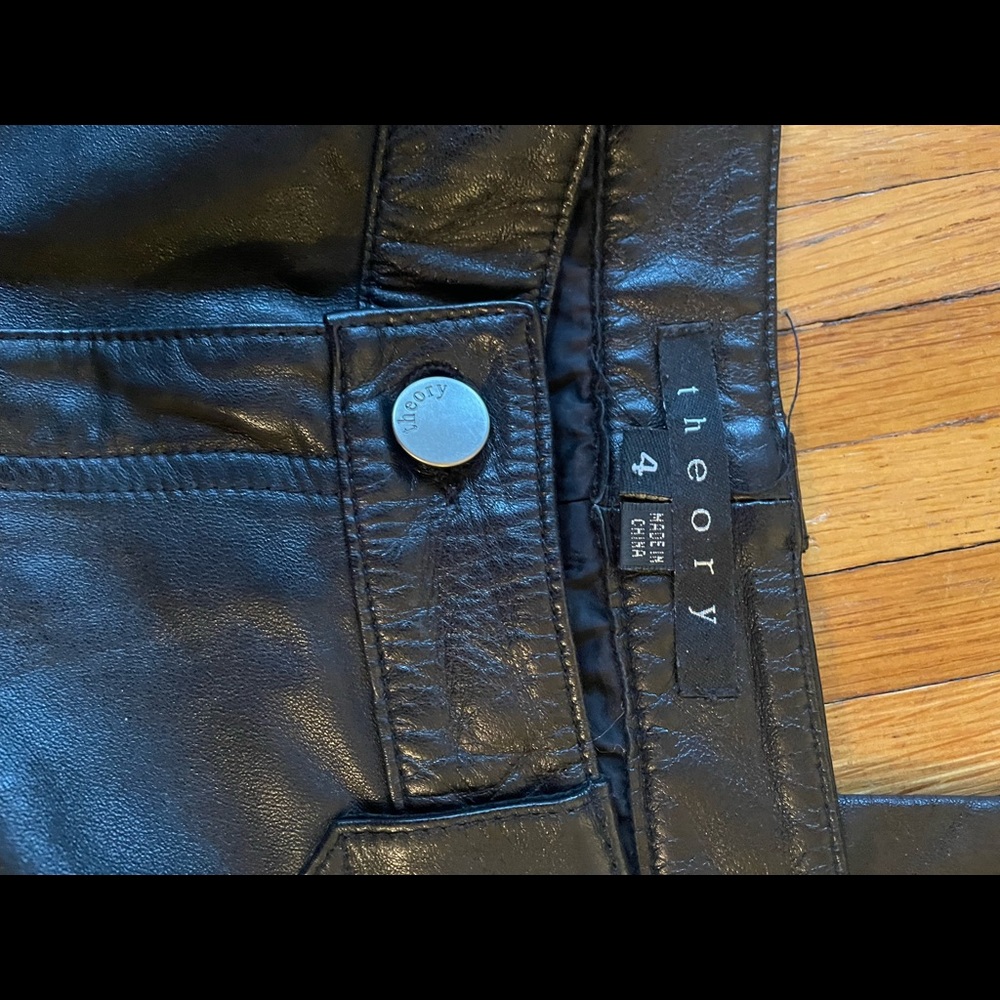 Black leather theory slightly bootcut